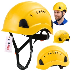 Kask OCHRONNY Hełm ROBOCZY budowlany BHP LEKKI przemysłowy 4-punktowy ŻÓŁTY