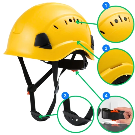 Kask OCHRONNY Hełm ROBOCZY budowlany BHP LEKKI przemysłowy 4-punktowy ŻÓŁTY