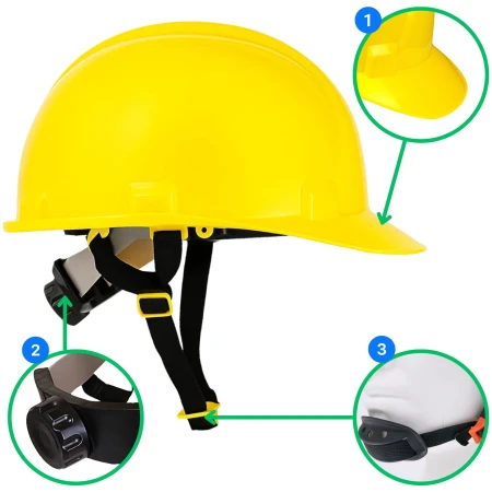 Kask OCHRONNY Hełm ROBOCZY budowlany BHP LEKKI przemysłowy ŻÓŁTY REGULOWANY