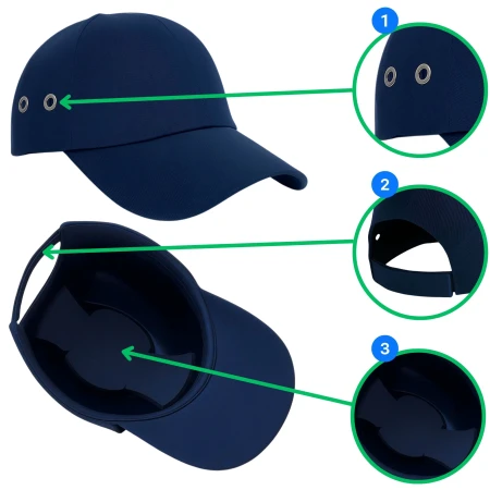 CZAPKOKASK hełm OCHRONNY kask LEKKI czapka ROBOCZA BHP GRANATOWA BUMPCAP