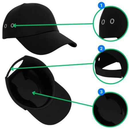 CZAPKOKASK hełm OCHRONNY kask LEKKI czapka ROBOCZA BHP CZARNA BUMPCAP